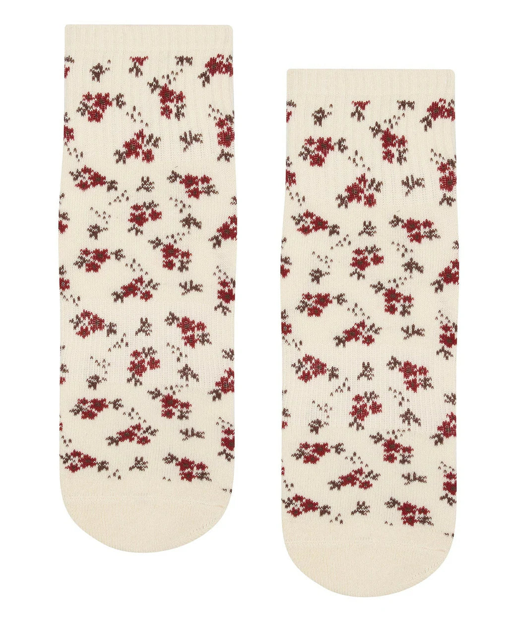 Quarter Crew Sock mit kleinen Pastellblümchen flach ausgelegt