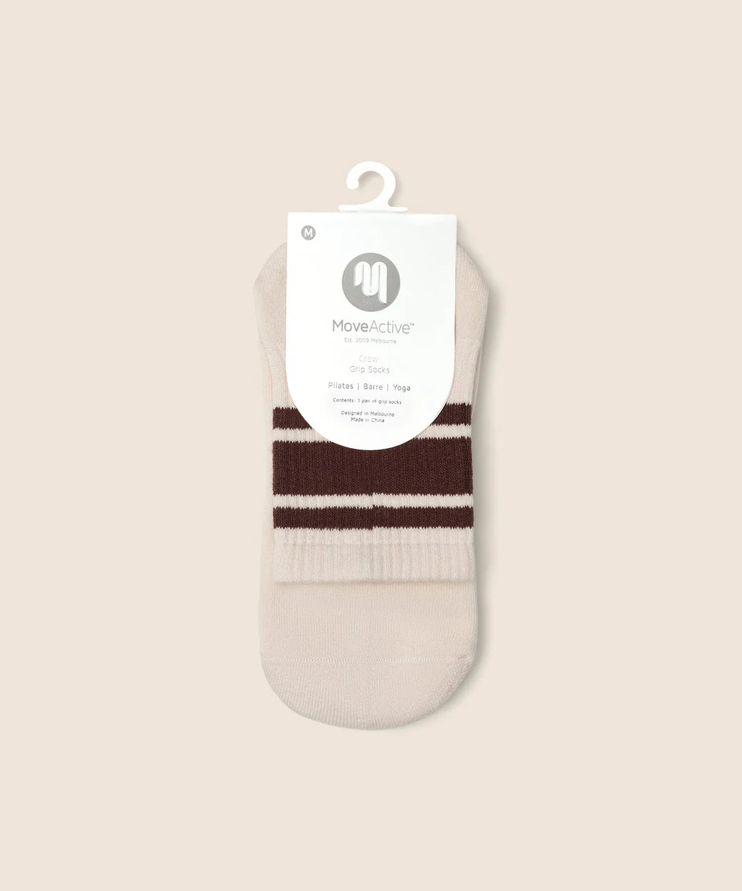 Crew Grip Socks Oat Espresso Stripe