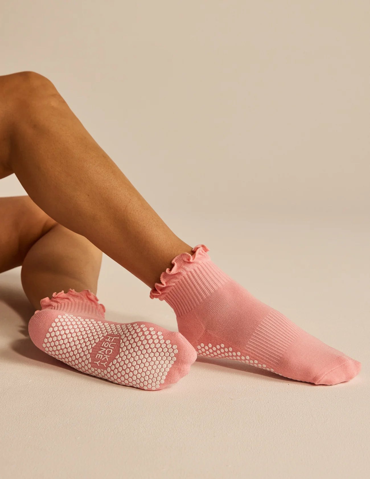Lucky Honey ruffle anti rutsch Socke grapefruit