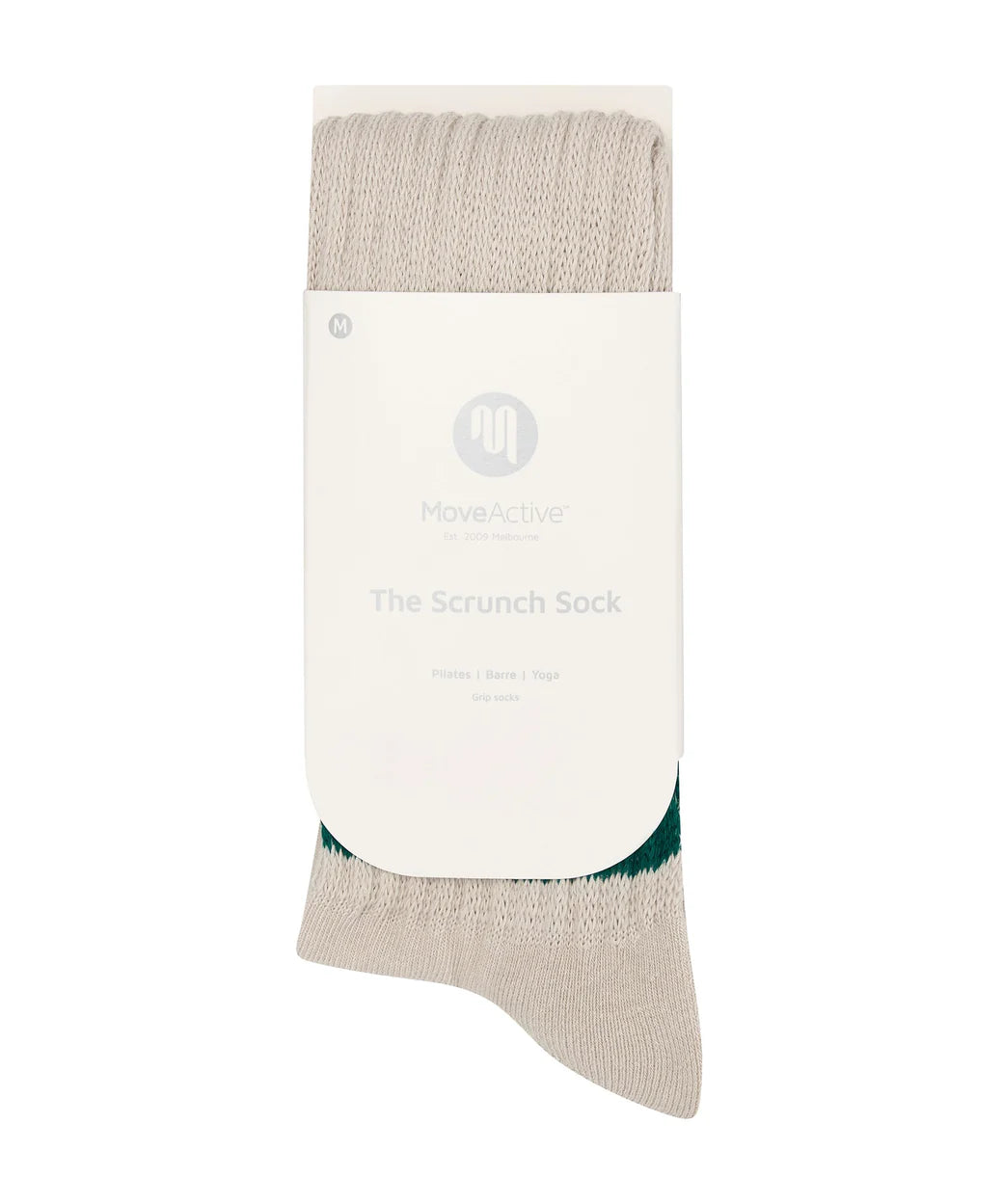 Scrunch Non Slip Grip Socks - Oat Emerald Stripe Slouch Move Active
