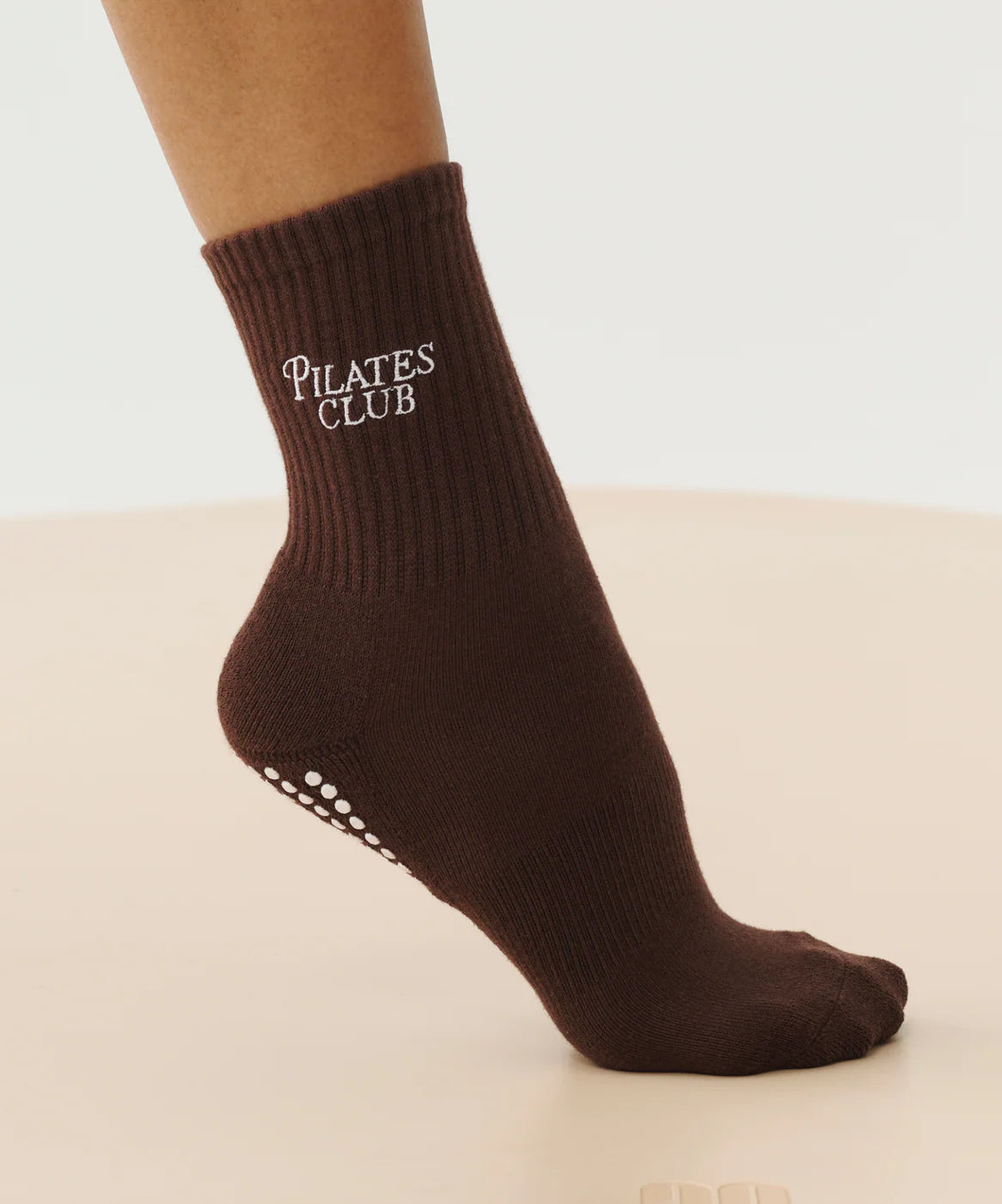 Crew Grip Socks Pilates Club brown