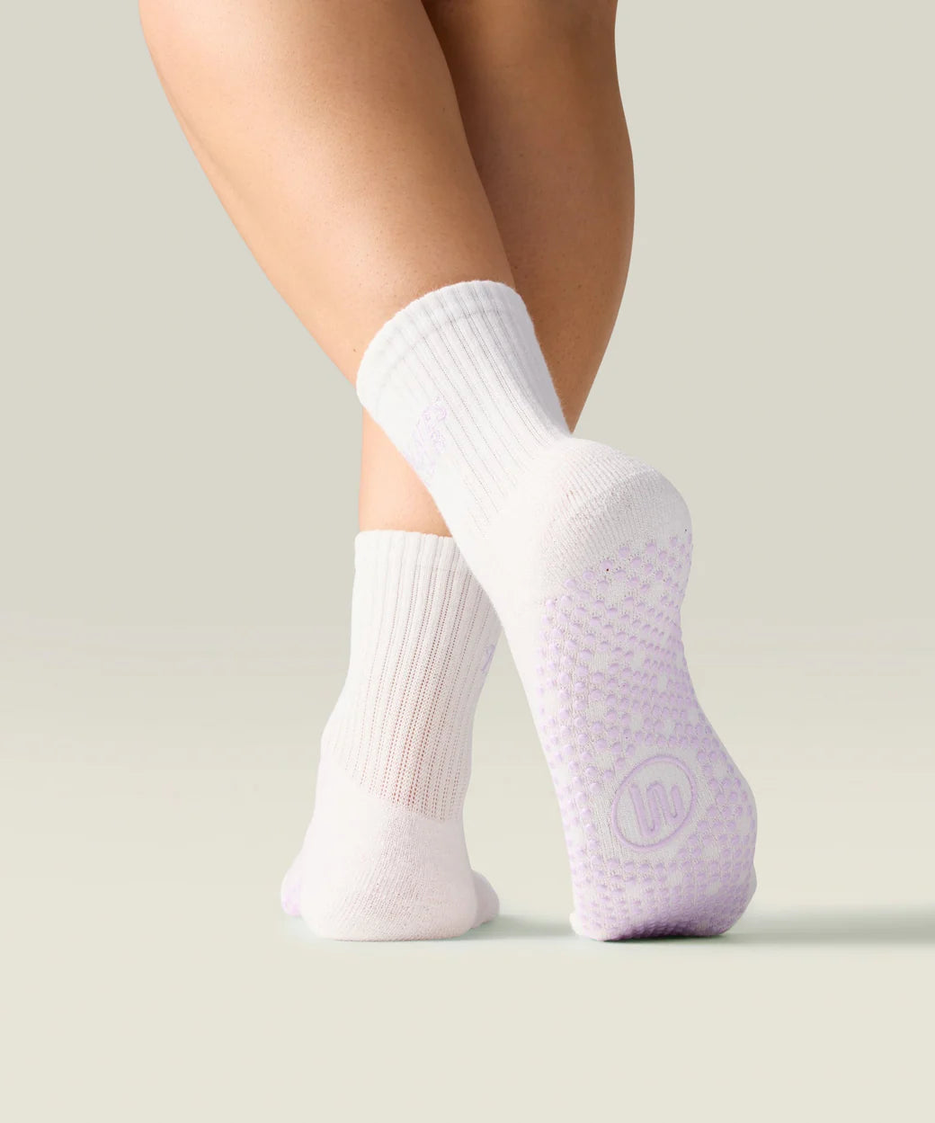 Move Active Crew Grip Socks Pilates Club ivory