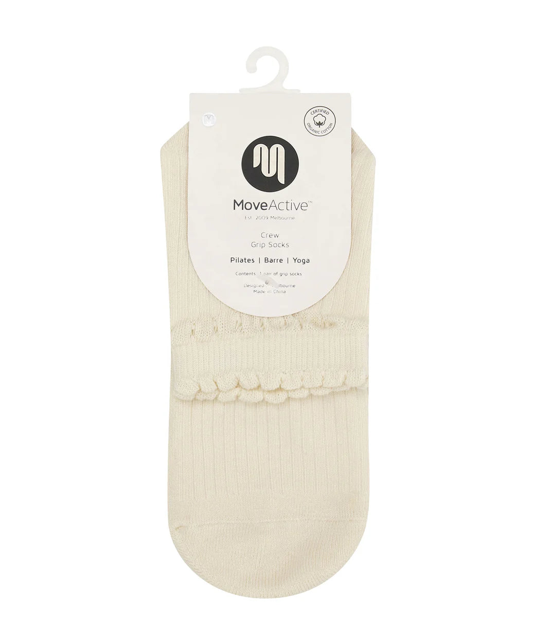 Move Active heart ruffle oat Grip Sock packaging