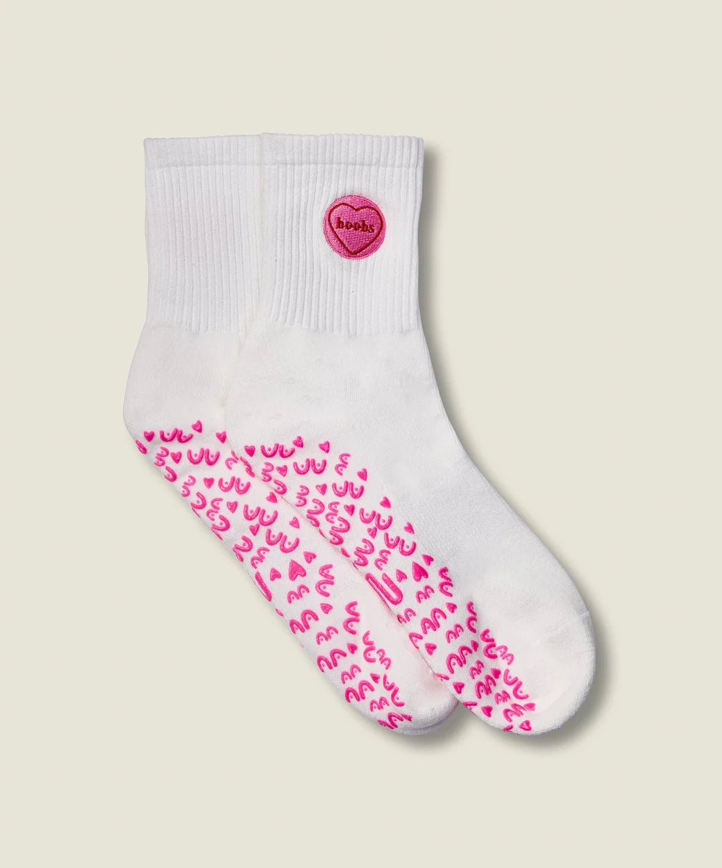 Crew Grip Socks I Heart Boobs Ivory