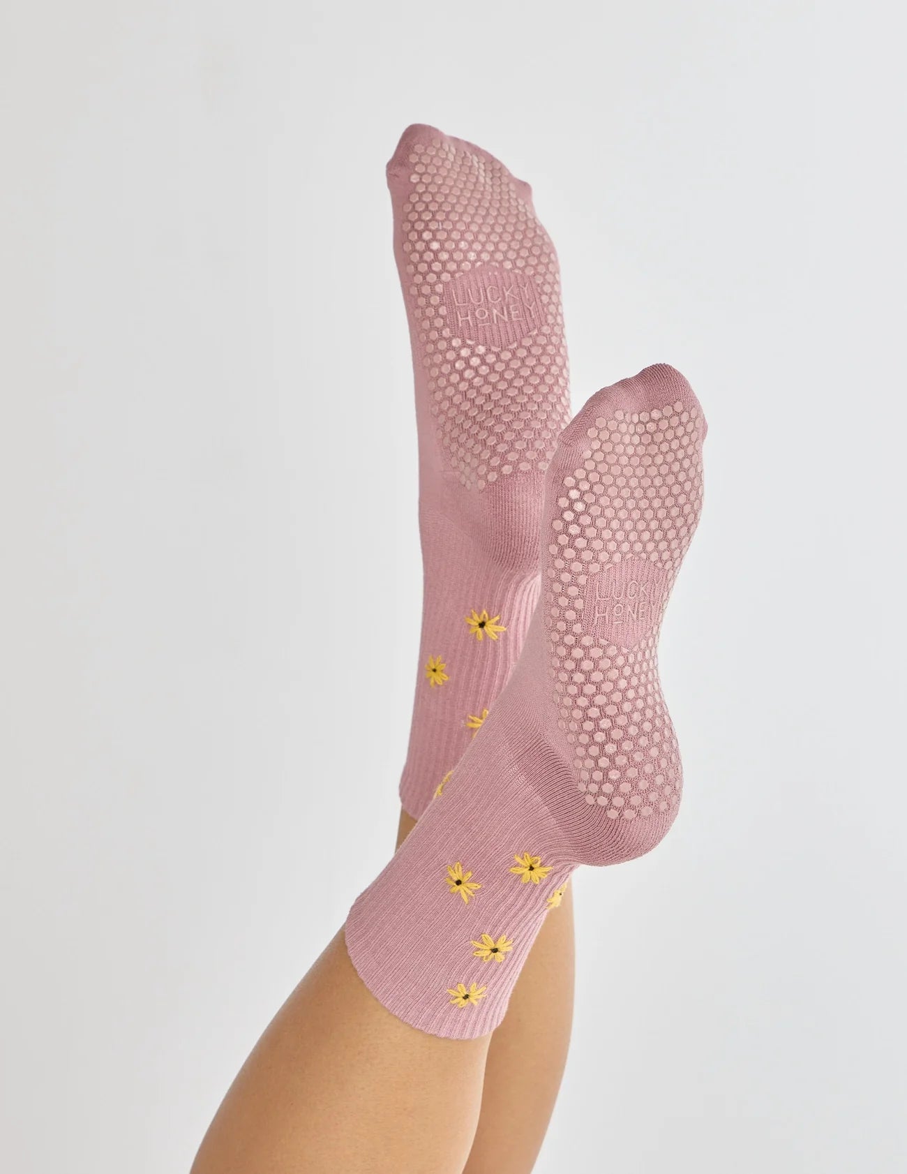 Lucky Honey Grip Socks The Daisy mauve