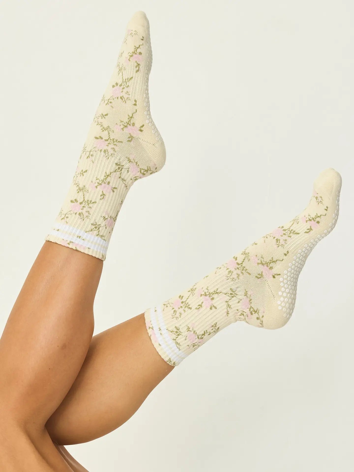 Lucky Honey Vintage Rose Grip Socks flach von oben fotografiert