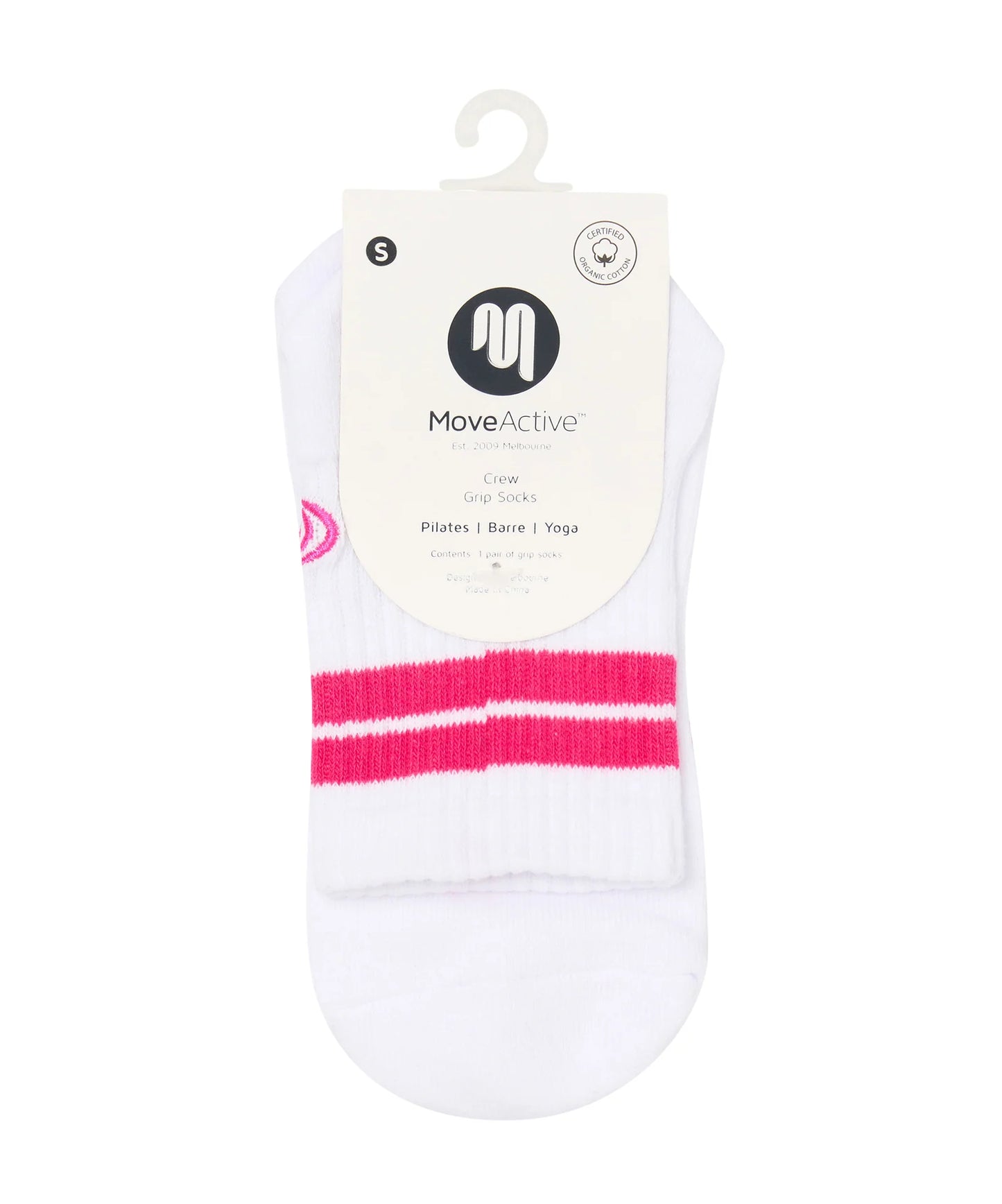 Rückansicht der Neon Pink Stripe Socken am Fuß – stylisch und funktional