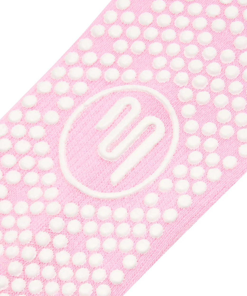 Sohlenansicht der rosa Socken mit weißem Grip-Design