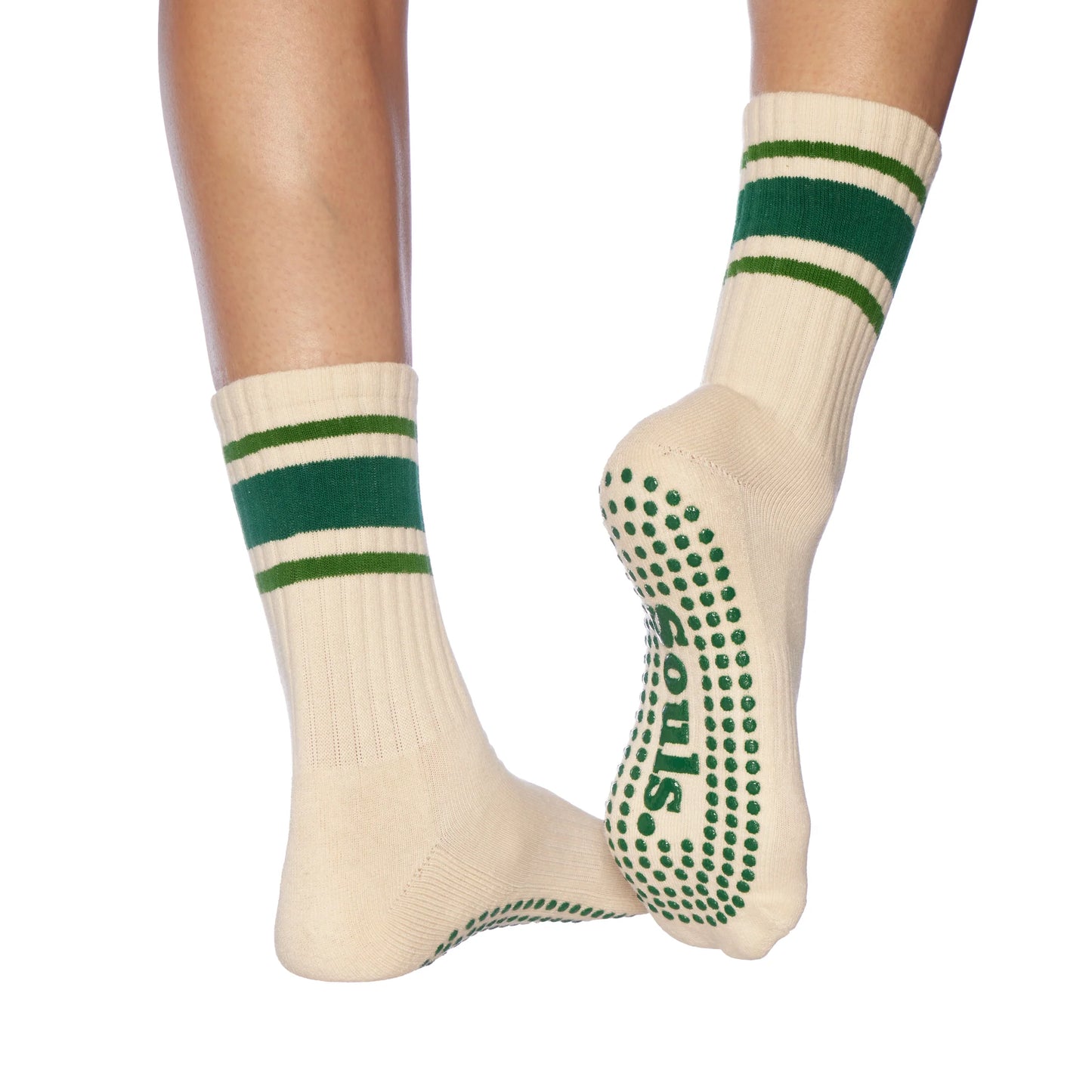 Rutschfeste Pilates Socken in Retro Grün