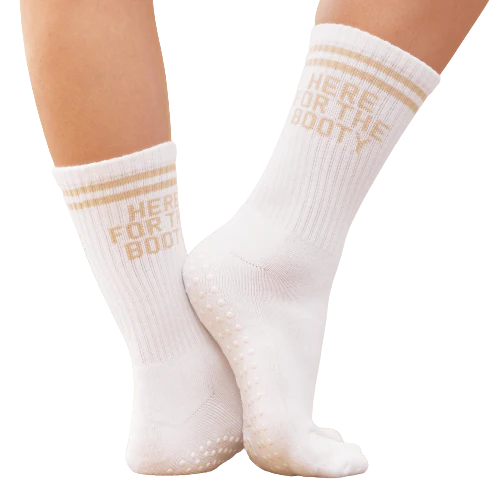 Rippstrick-Socke mit rutschfester Sohle und humorvollem Statement