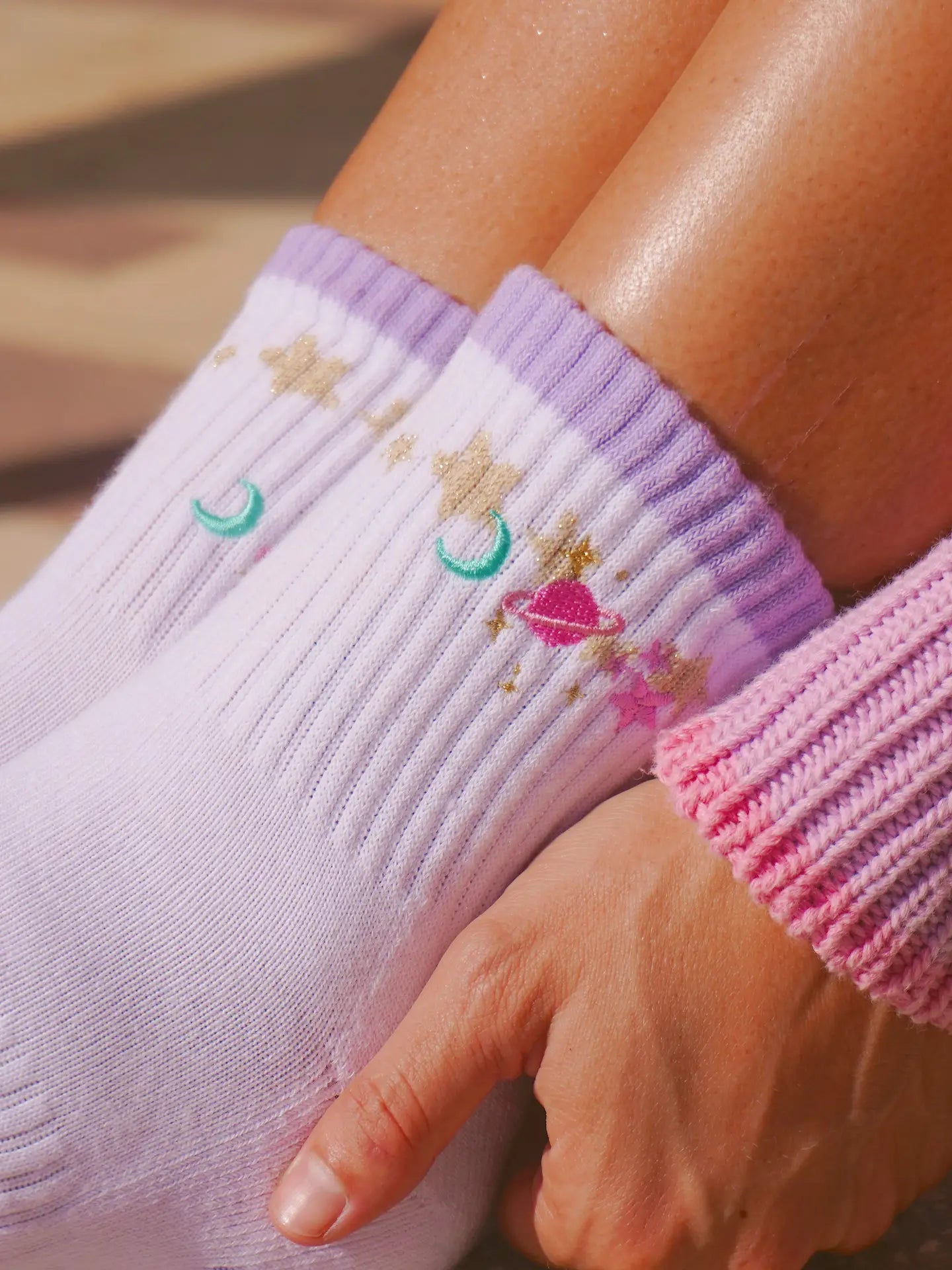 tippie tone stargirl crew grip socks lilac