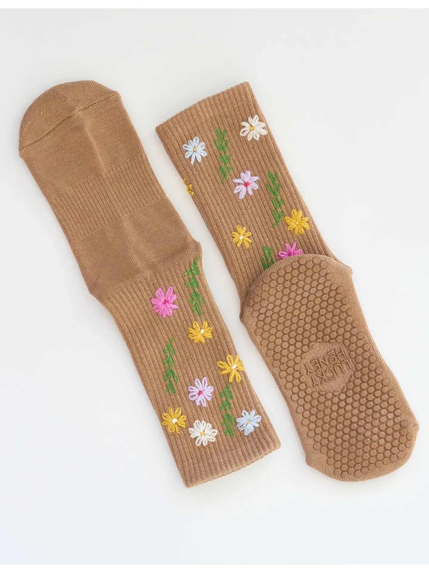 Lucky Honey wild flower malt tan socks