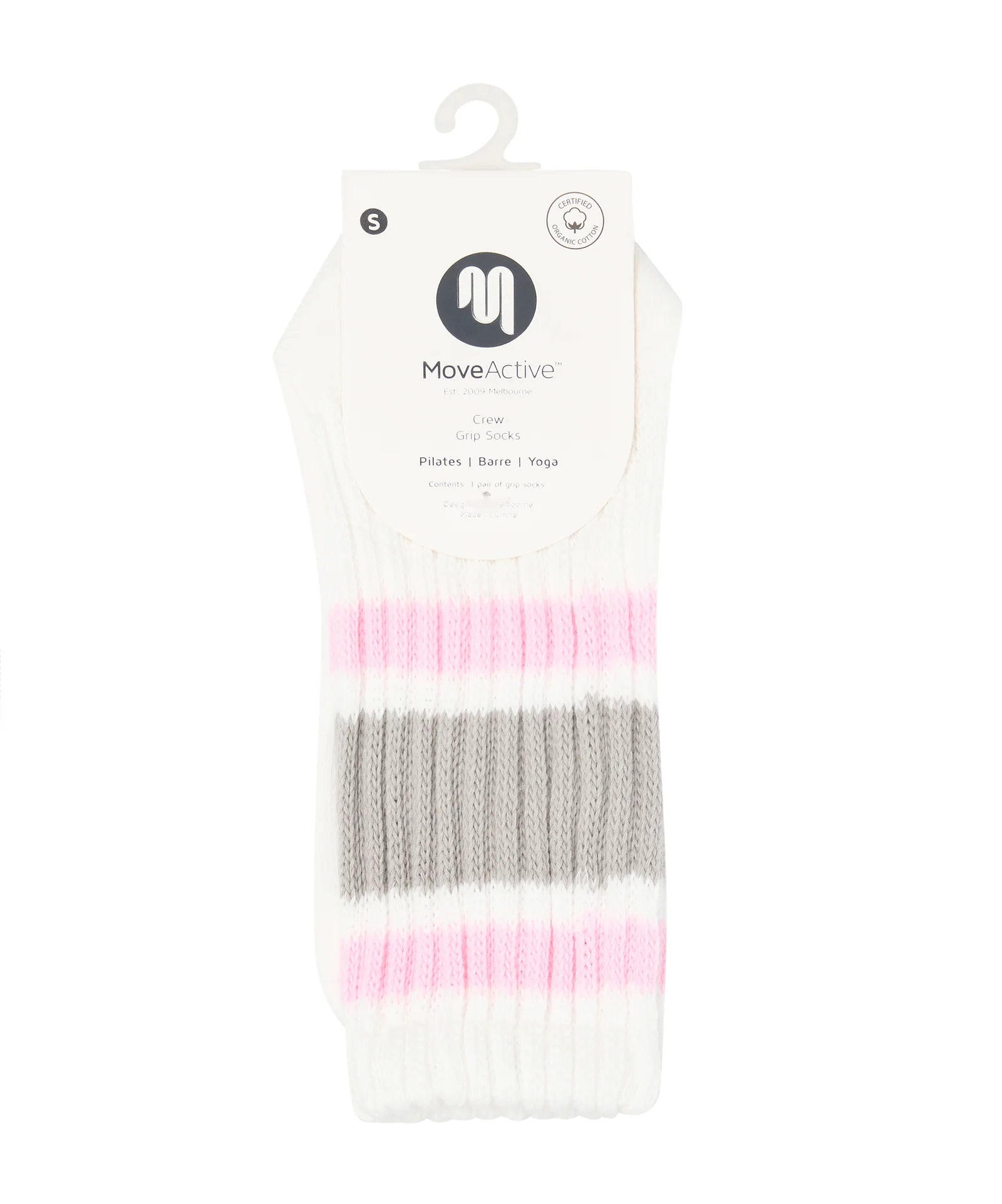 Rückansicht der bunten Streifen-Socken – perfekt für Pilates & Barre
