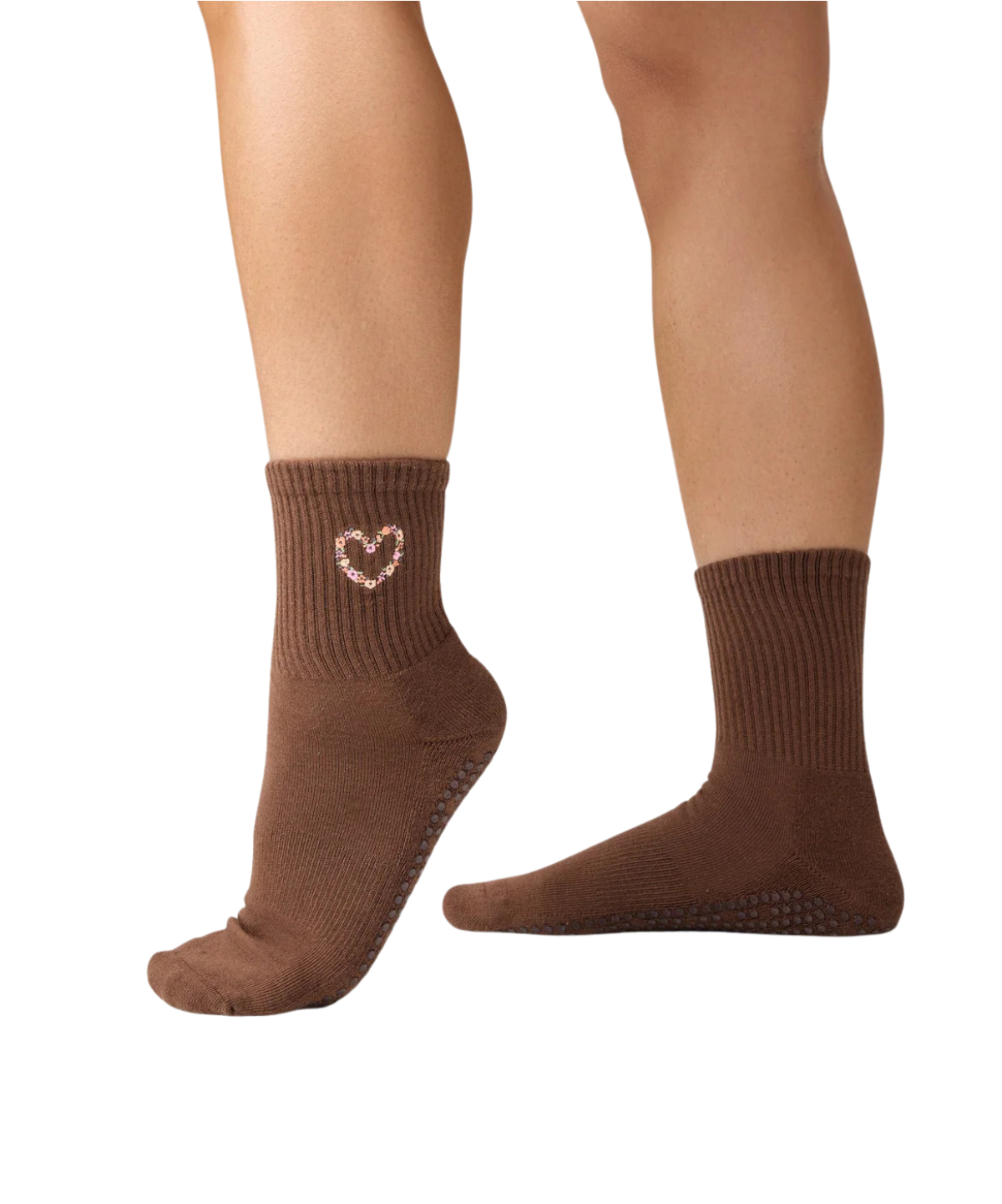 MoveActive Crew Grip Socks Heart Vine Brown – Produktansicht