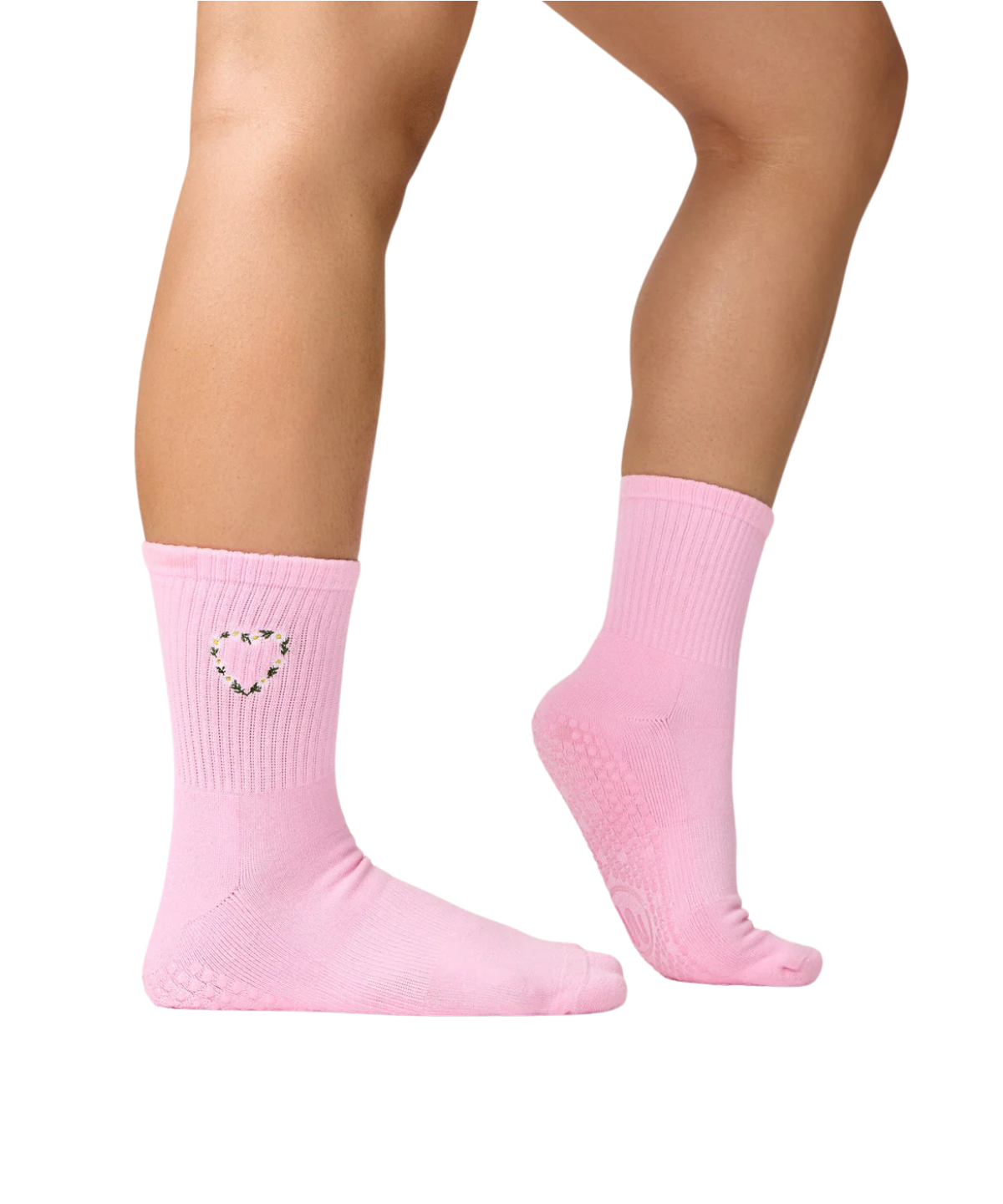 MoveActive Crew Grip Socks Heart Vine Pink – Produktansicht