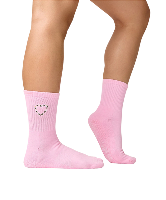 MoveActive Crew Grip Socks Heart Vine Pink – Produktansicht