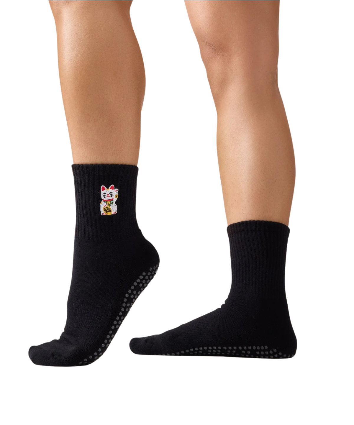 MoveActive Crew Grip Socks Fortune Kitty Black