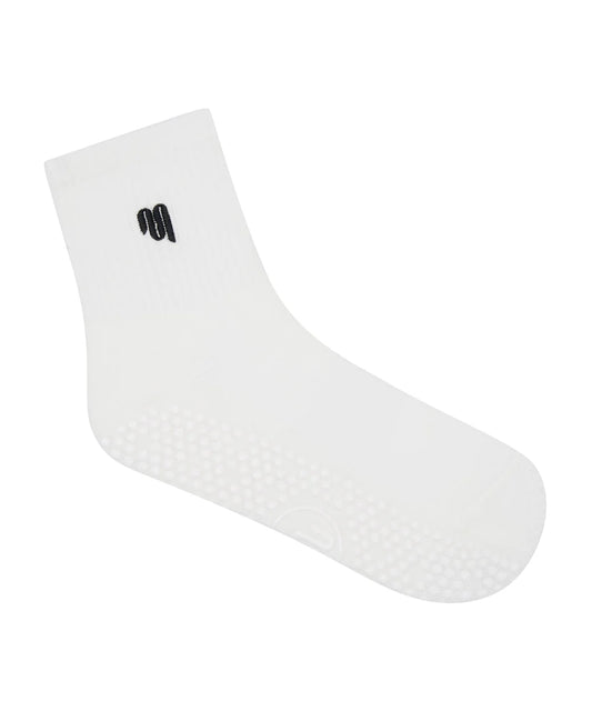 Cremeweiß-flache Crew Sock mit Logo mintig präsentiert