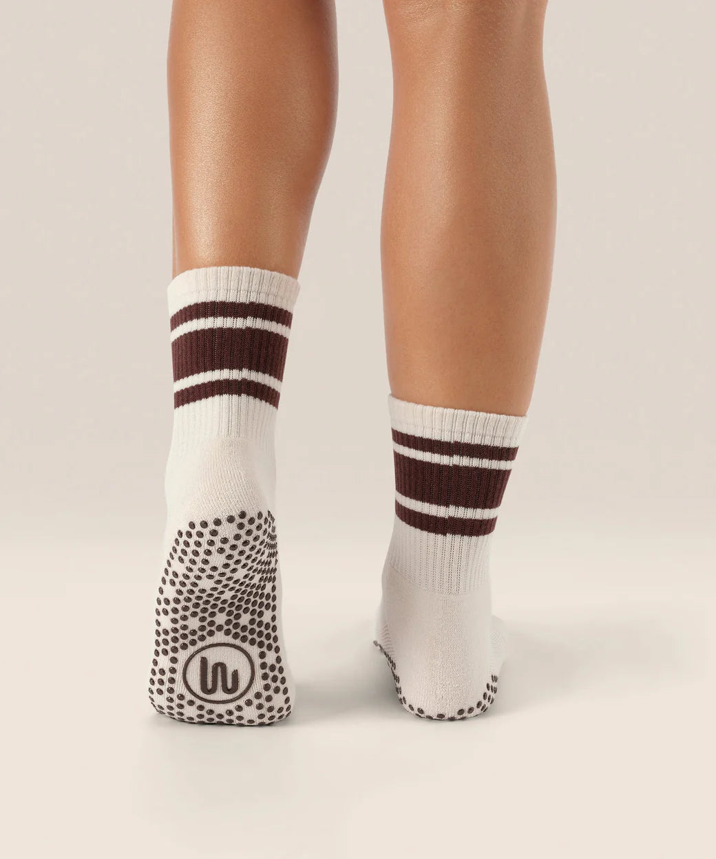 Crew Grip Socks Oat Espresso Stripe