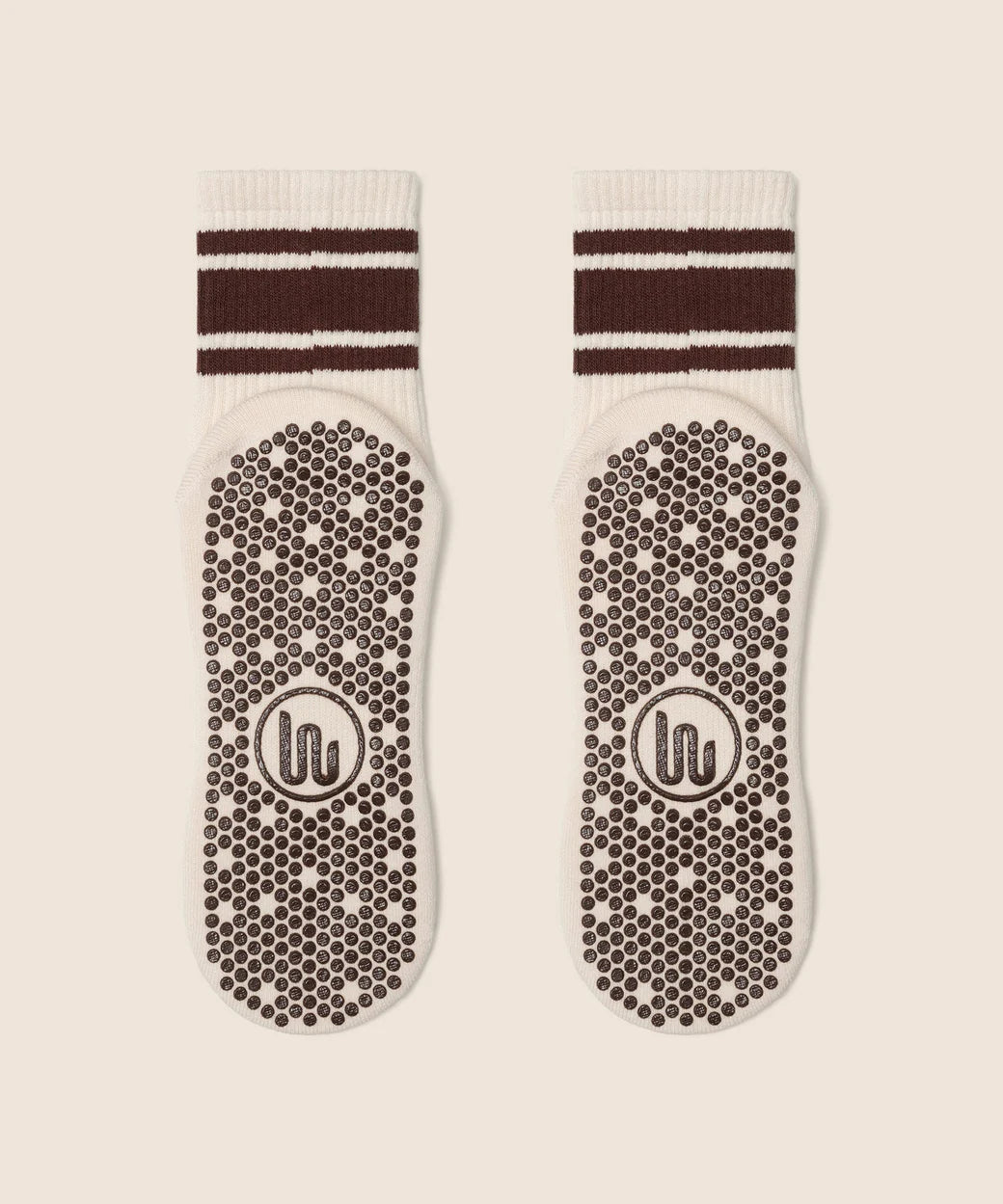 Crew Grip Socks Oat Espresso Stripe