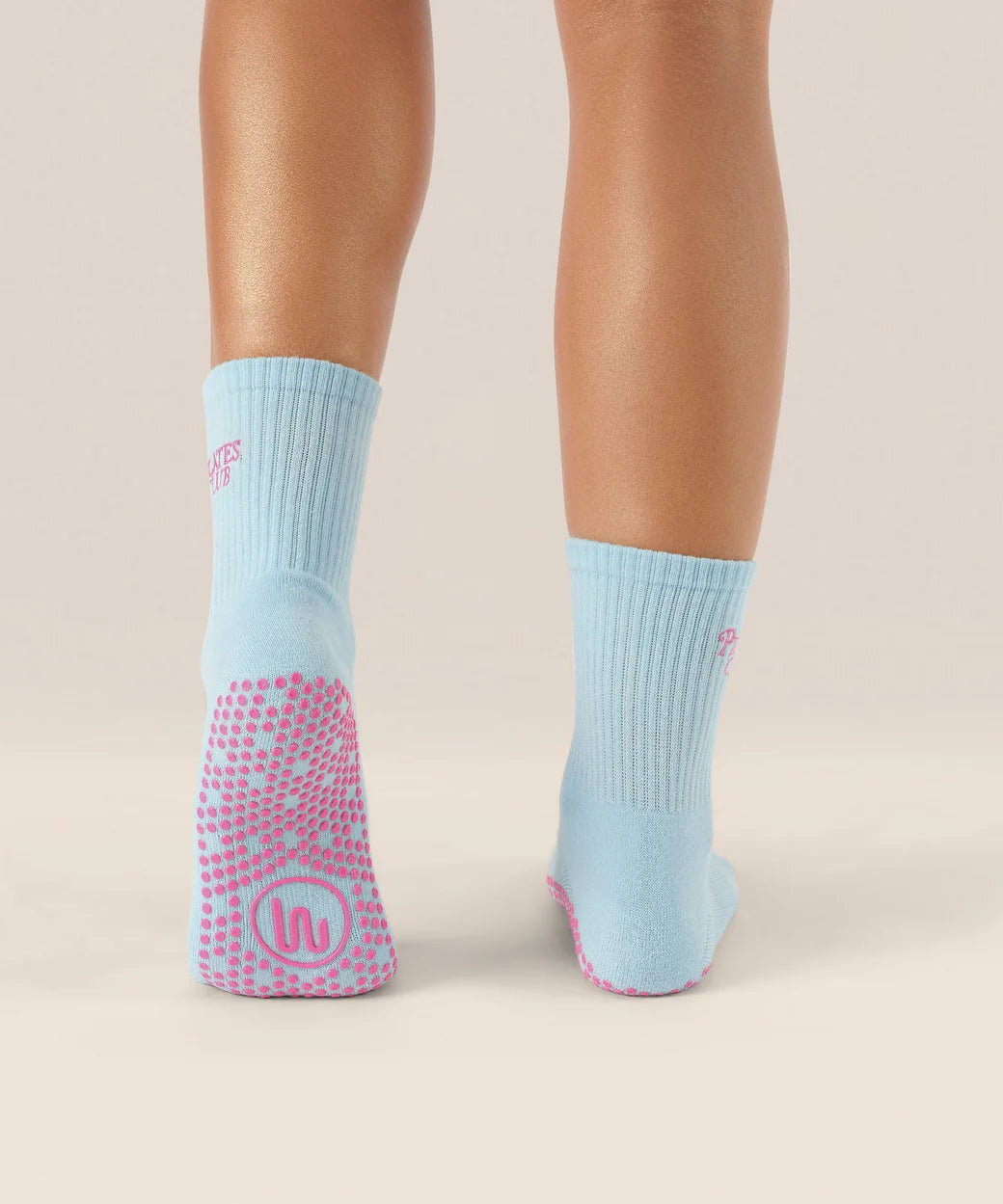 Blaue Pilates Crew Socken mit Club Design