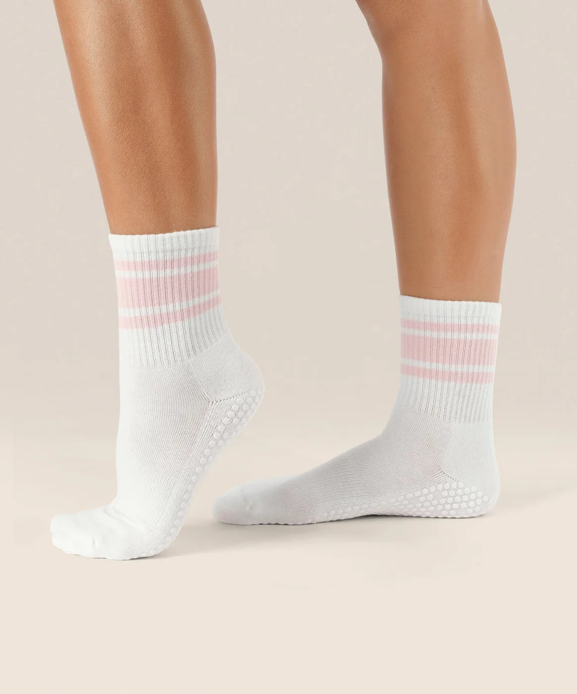 Gestreifte Pilates Crew Socken in Pink