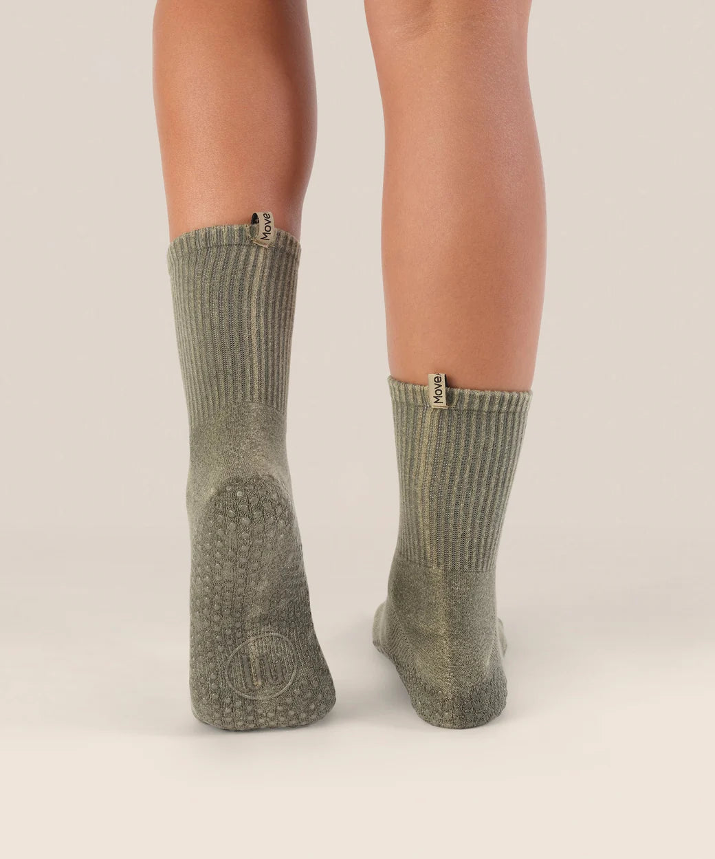 Vintage Rib Khaki Grip Socks