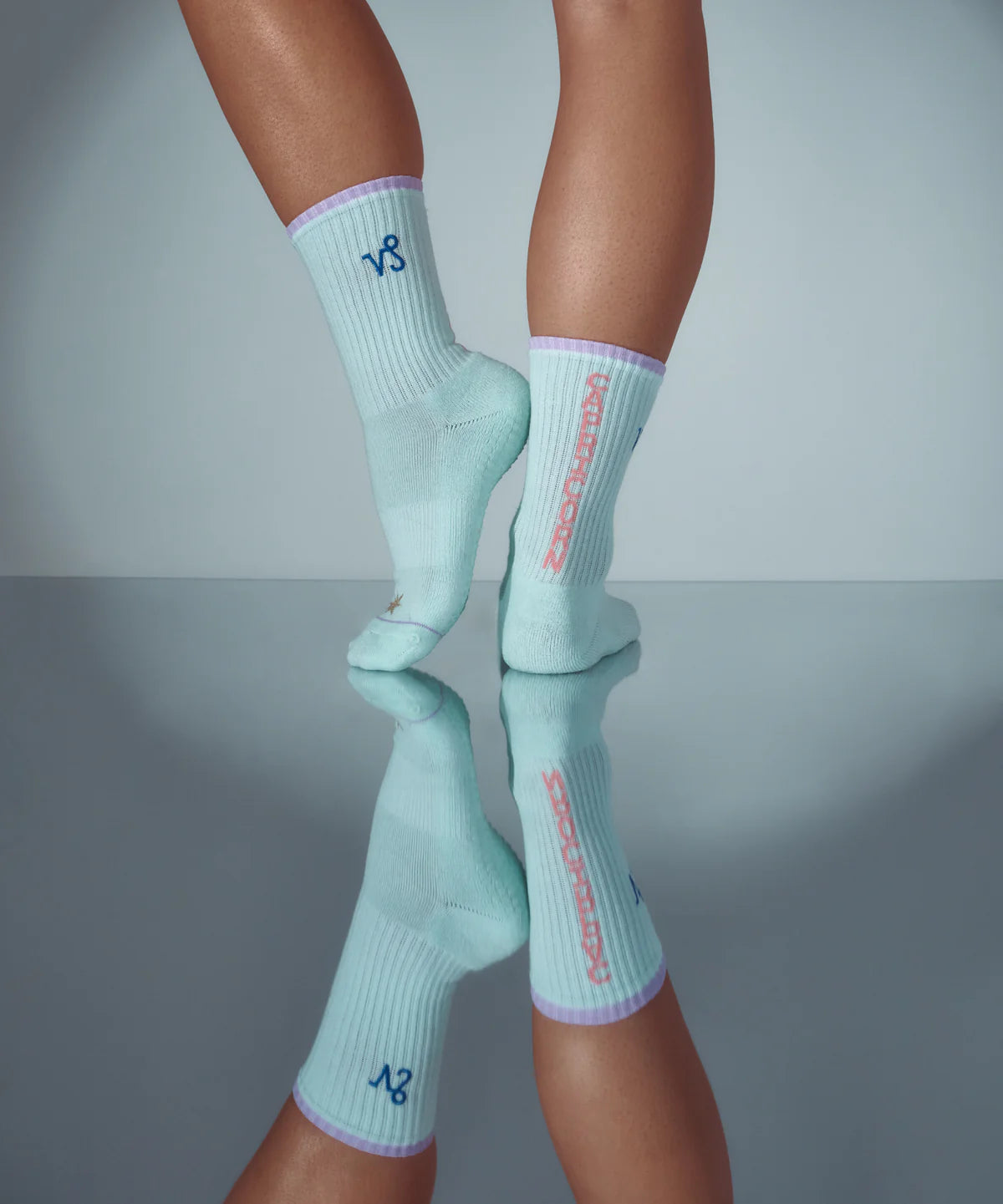 Crew Socken mit Zodiac Motiv - Steinbock | blau