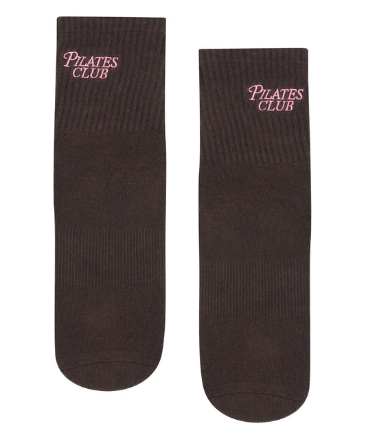 Pilates Club Crew Grip Socks chocolate