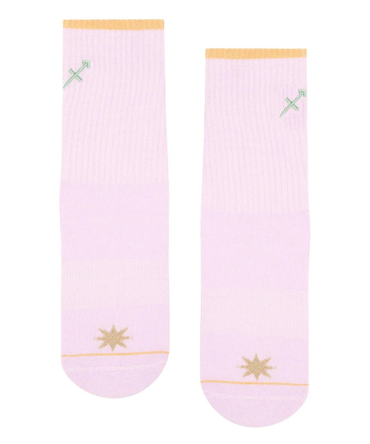 Rosa Yoga Socken mit Sternzeichen Schütze