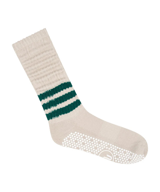 Move Active Oat Emerald stripe slouch Grip Socks