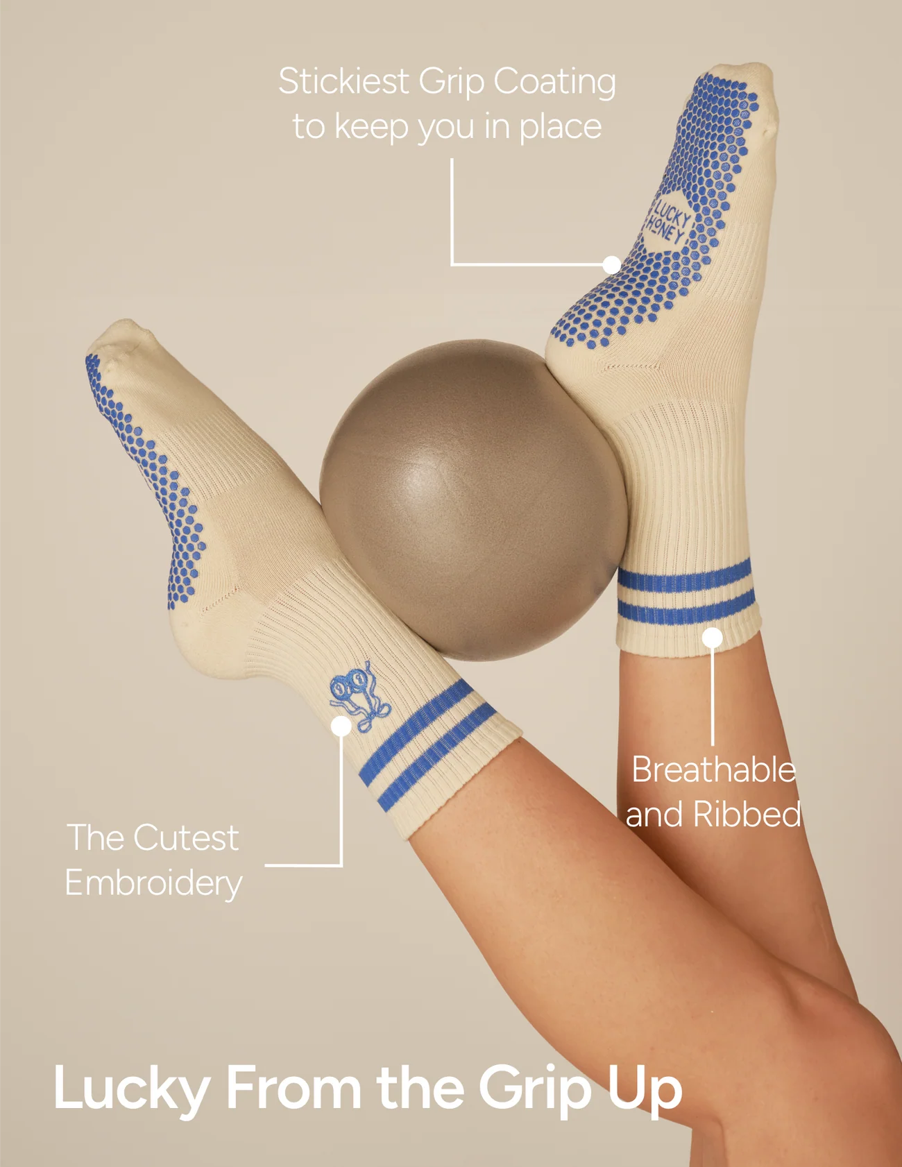 Elle Grip Sock Lucky Strike Seitenansicht am Fuß