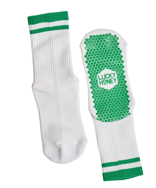 Lucky Honey Koda Sock in Kelly green grip sock