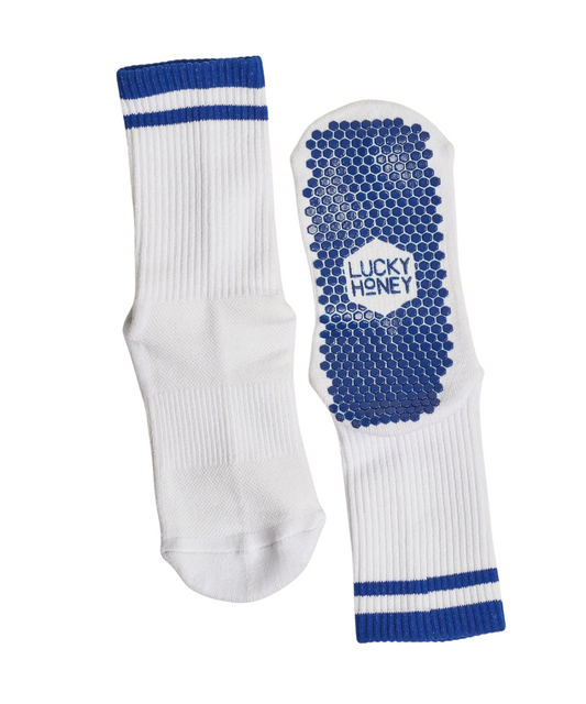 Blaue Koda Grip Socken – Rutschfeste Performance für Pilates & Barre