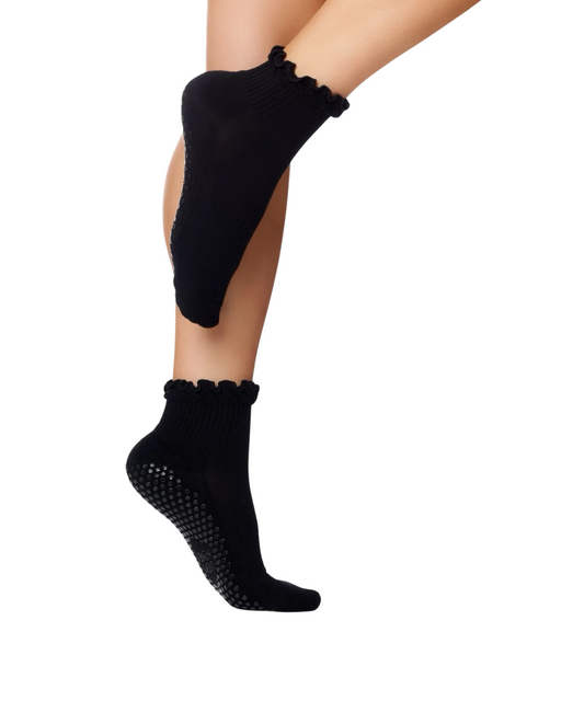 Lucky Honey the Ruffle Grip Socks black