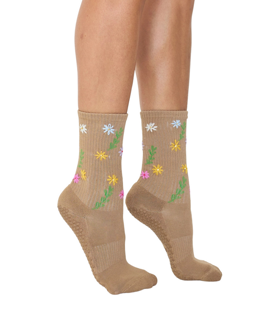 Lucky Honey Wild Flower Multi Tan Socken mit Blumenmuster